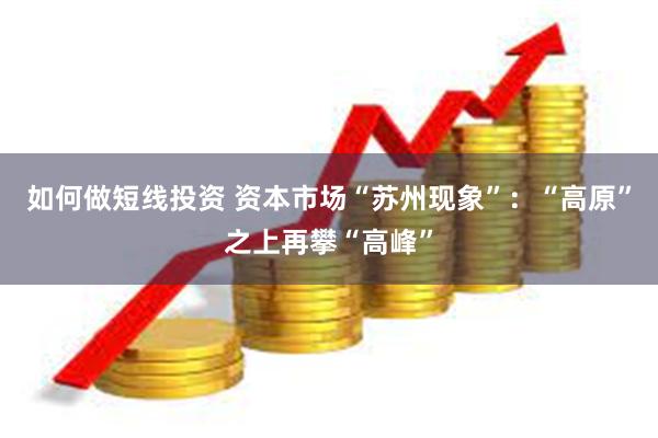 如何做短线投资 资本市场“苏州现象”：“高原”之上再攀“高峰”